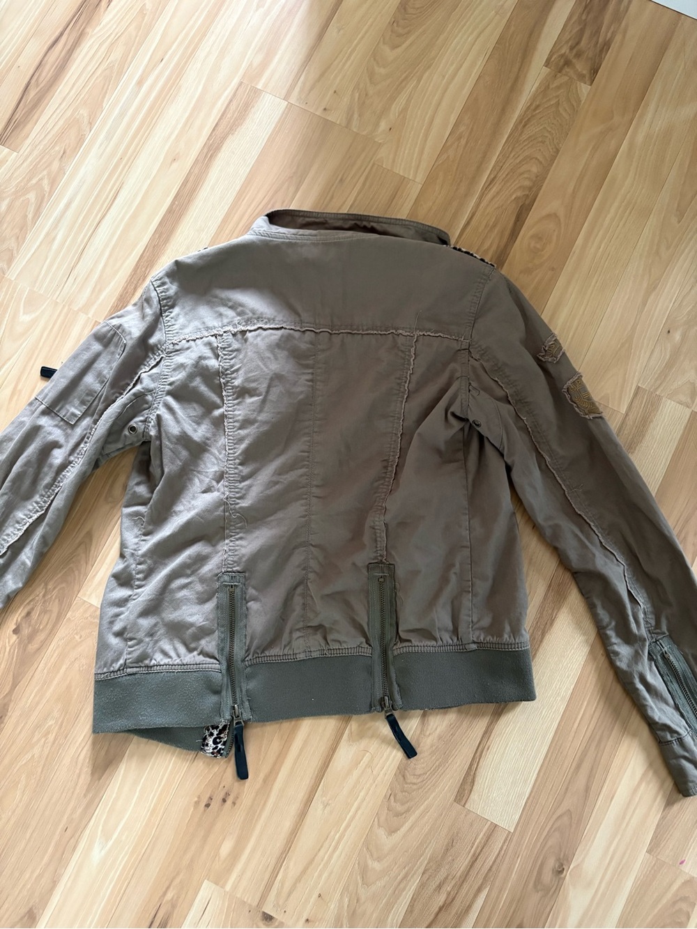 Alpha Industries Olive Jacket with Leopard Trim - Picture 5 of 5